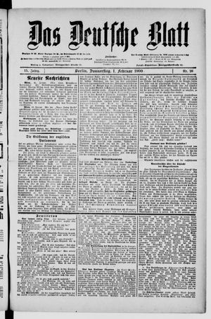 Das deutsche Blatt vom 01.02.1900