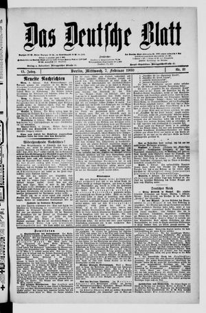 Das deutsche Blatt vom 07.02.1900