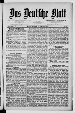 Das deutsche Blatt on Feb 9, 1900