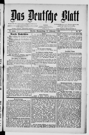 Das deutsche Blatt vom 15.02.1900