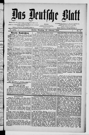Das deutsche Blatt on Feb 20, 1900