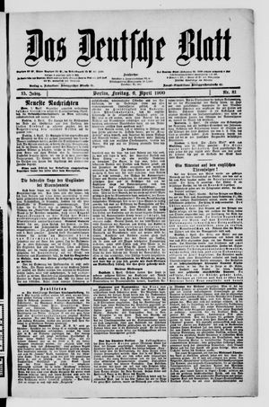 Das deutsche Blatt vom 06.04.1900
