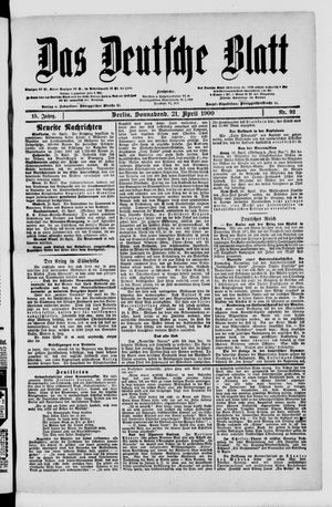 Das deutsche Blatt vom 21.04.1900