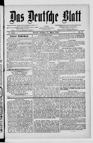 Das deutsche Blatt vom 27.04.1900