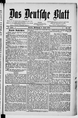 Das deutsche Blatt vom 06.06.1900