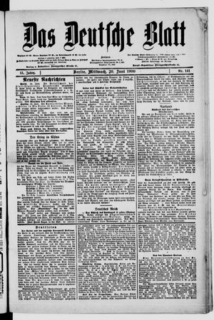 Das deutsche Blatt vom 20.06.1900