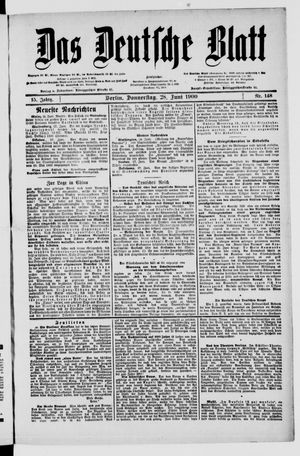 Das deutsche Blatt vom 28.06.1900
