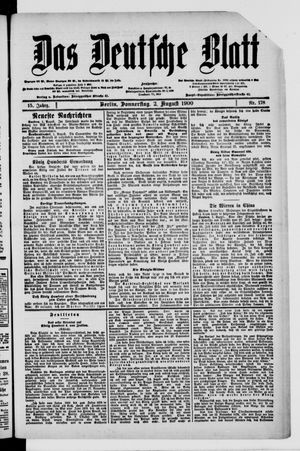 Das deutsche Blatt vom 02.08.1900