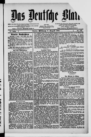 Das deutsche Blatt vom 08.08.1900