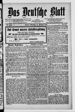 Das deutsche Blatt vom 21.08.1900