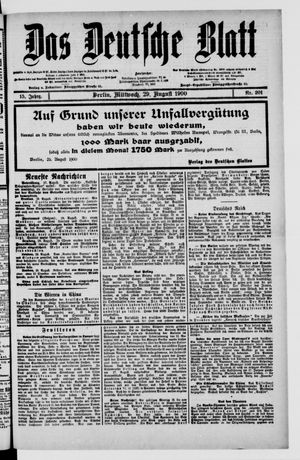 Das deutsche Blatt vom 29.08.1900