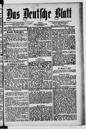 Das deutsche Blatt vom 31.08.1900