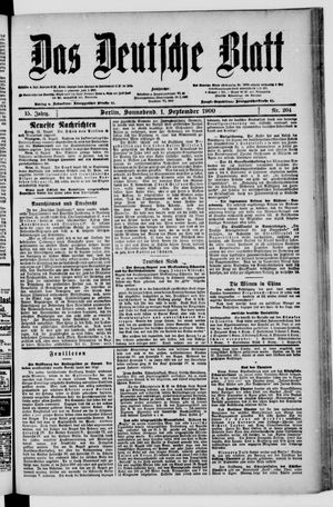 Das deutsche Blatt on Sep 1, 1900