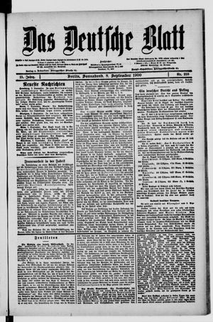 Das deutsche Blatt on Sep 8, 1900