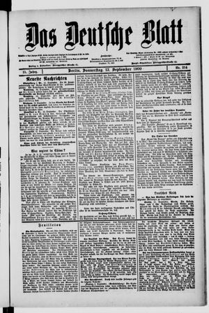 Das deutsche Blatt vom 13.09.1900