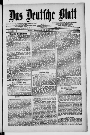Das deutsche Blatt vom 15.09.1900