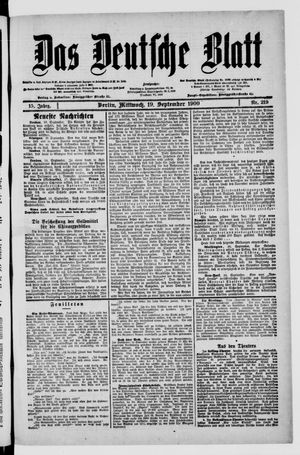 Das deutsche Blatt vom 19.09.1900