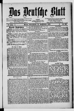Das deutsche Blatt vom 22.09.1900