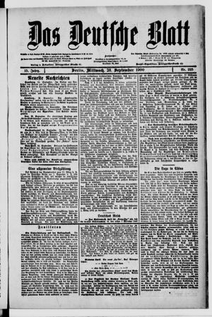 Das deutsche Blatt vom 26.09.1900