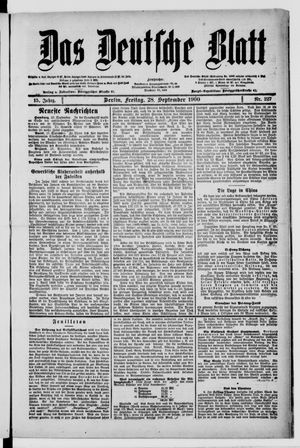 Das deutsche Blatt vom 28.09.1900