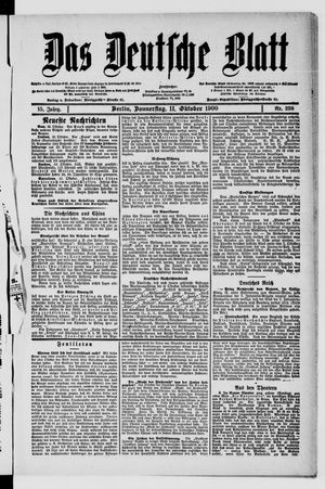 Das deutsche Blatt vom 11.10.1900