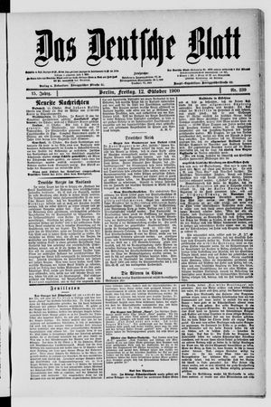Das deutsche Blatt vom 12.10.1900