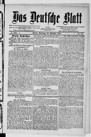 Das deutsche Blatt vom 30.10.1900