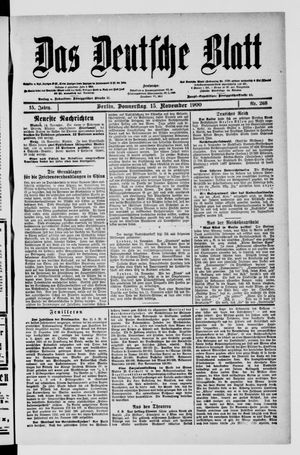Das deutsche Blatt vom 15.11.1900