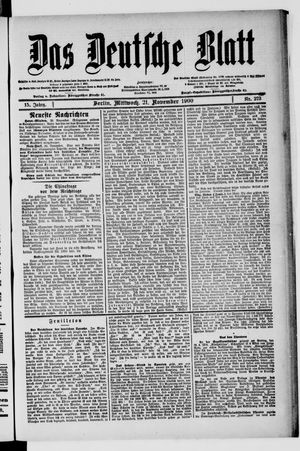 Das deutsche Blatt vom 21.11.1900