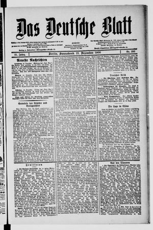 Das deutsche Blatt vom 15.12.1900
