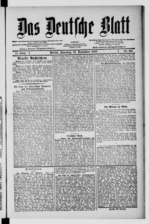 Das deutsche Blatt vom 16.12.1900