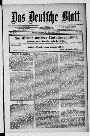 Das deutsche Blatt on Dec 28, 1900