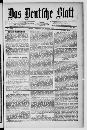 Das deutsche Blatt vom 29.01.1901