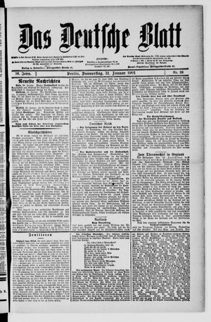 Das deutsche Blatt vom 31.01.1901