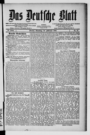 Das deutsche Blatt vom 10.02.1901