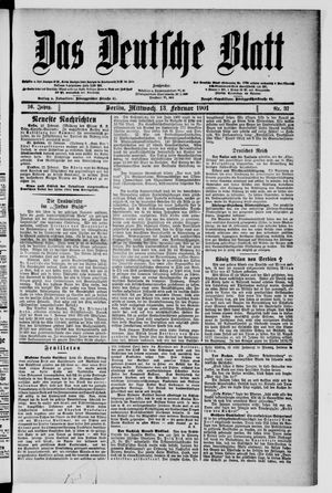 Das deutsche Blatt vom 13.02.1901