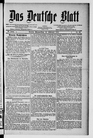 Das deutsche Blatt on Feb 14, 1901
