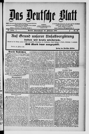 Das deutsche Blatt vom 16.02.1901