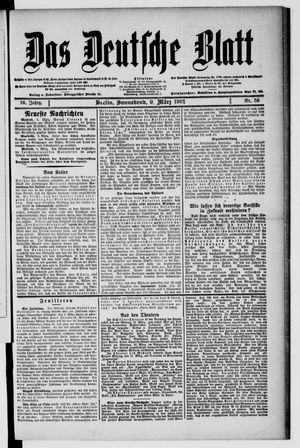 Das deutsche Blatt vom 09.03.1901