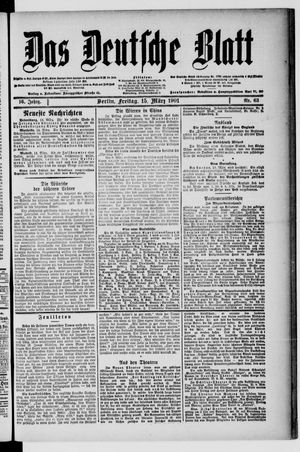 Das deutsche Blatt vom 15.03.1901