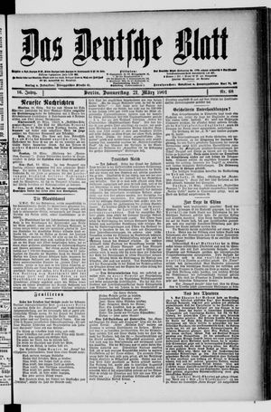 Das deutsche Blatt vom 21.03.1901