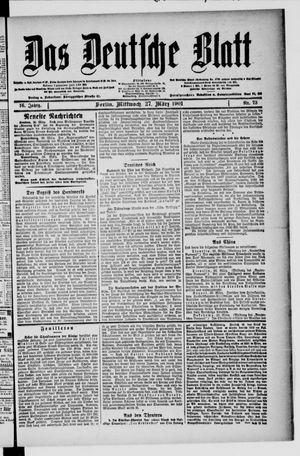 Das deutsche Blatt vom 27.03.1901