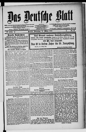 Das deutsche Blatt vom 31.03.1901