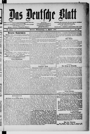 Das deutsche Blatt vom 04.04.1901