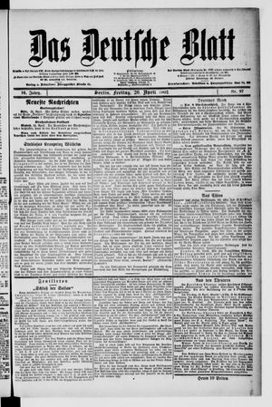 Das deutsche Blatt vom 26.04.1901