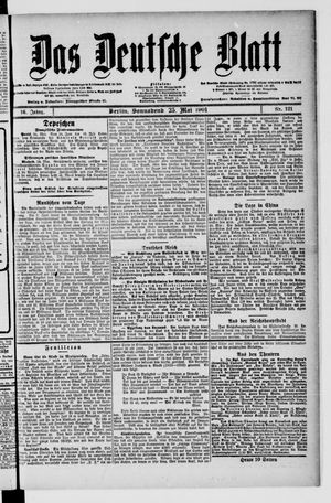 Das deutsche Blatt vom 25.05.1901