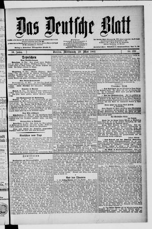 Das deutsche Blatt vom 29.05.1901