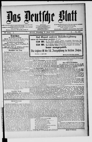 Das deutsche Blatt vom 09.06.1901