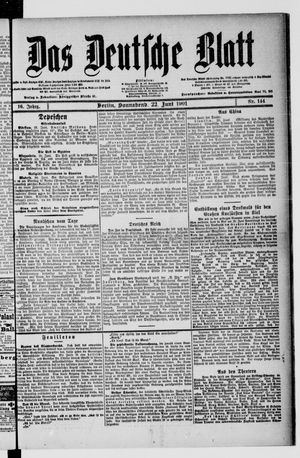 Das deutsche Blatt vom 22.06.1901