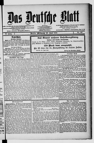 Das deutsche Blatt vom 26.06.1901